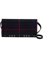 Burberry Tartan Cotton And Leather Wallet With Chain - Black