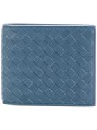 Bottega Veneta Denim Intreccoato Calf Bi-fold Wallet - Blue