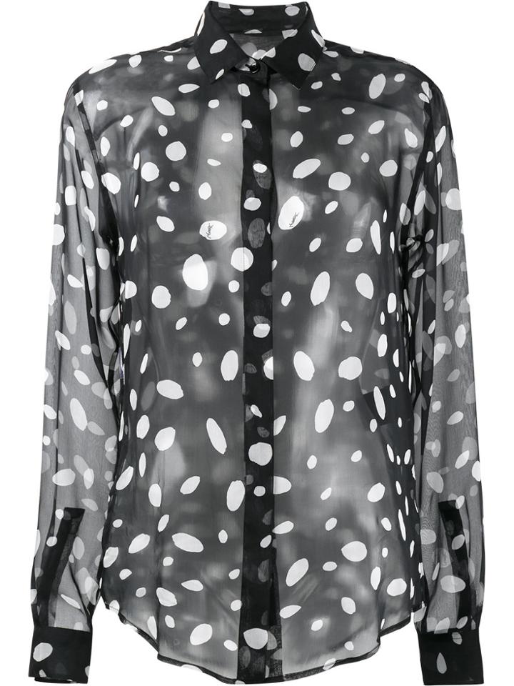 Saint Laurent Sheer Polka Dot Blouse - Black