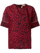 No21 Oversized Leopard Print T-shirt - Red