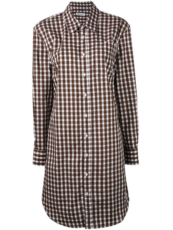 Dondup - Gingham Tunic Shirt - Women - Cotton - 42, Brown, Cotton