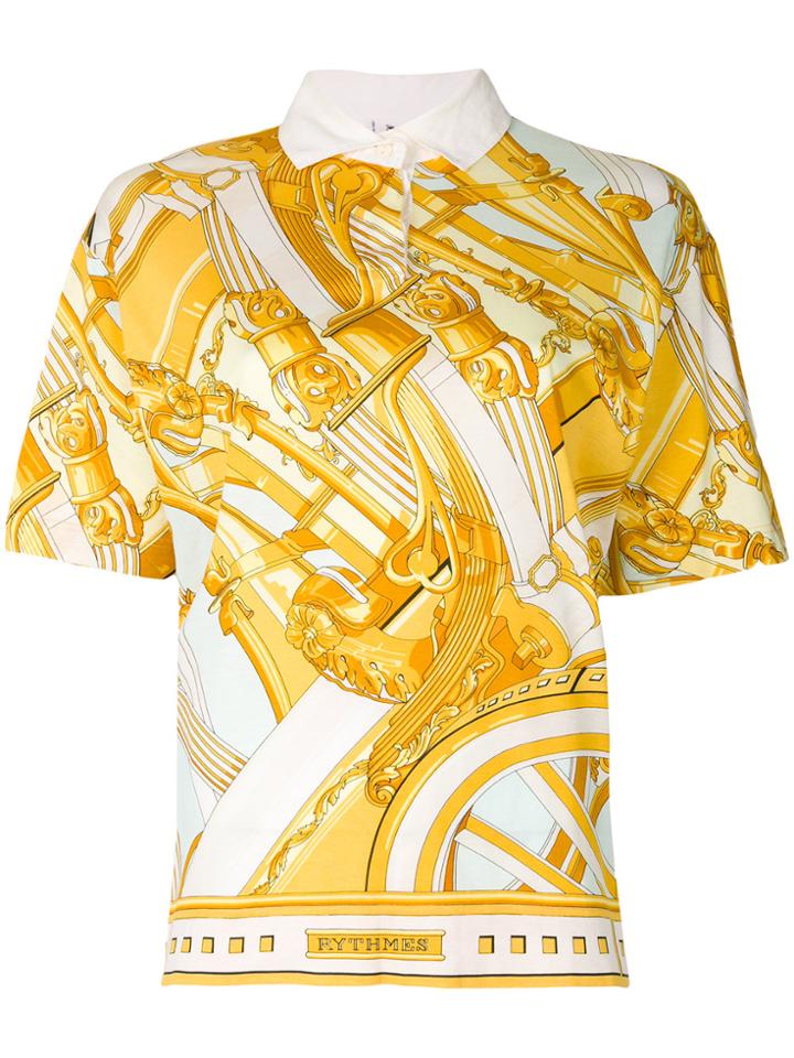 Hermès Vintage Rhythms Print Polo Shirt - Yellow & Orange