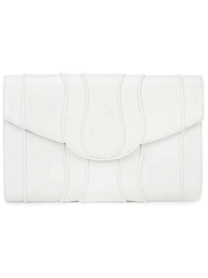 Khirma Eliazov Panelled Clutch Bag, Women's, White, Watersnake Skin/suede