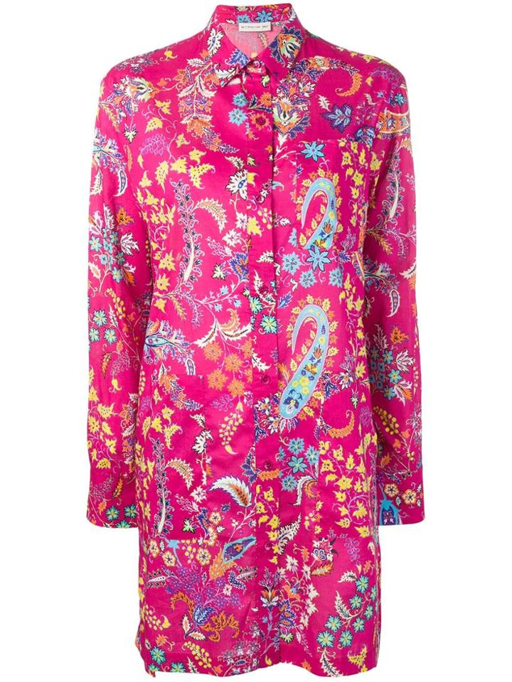 Etro Floral Print Shirt Dress - Pink