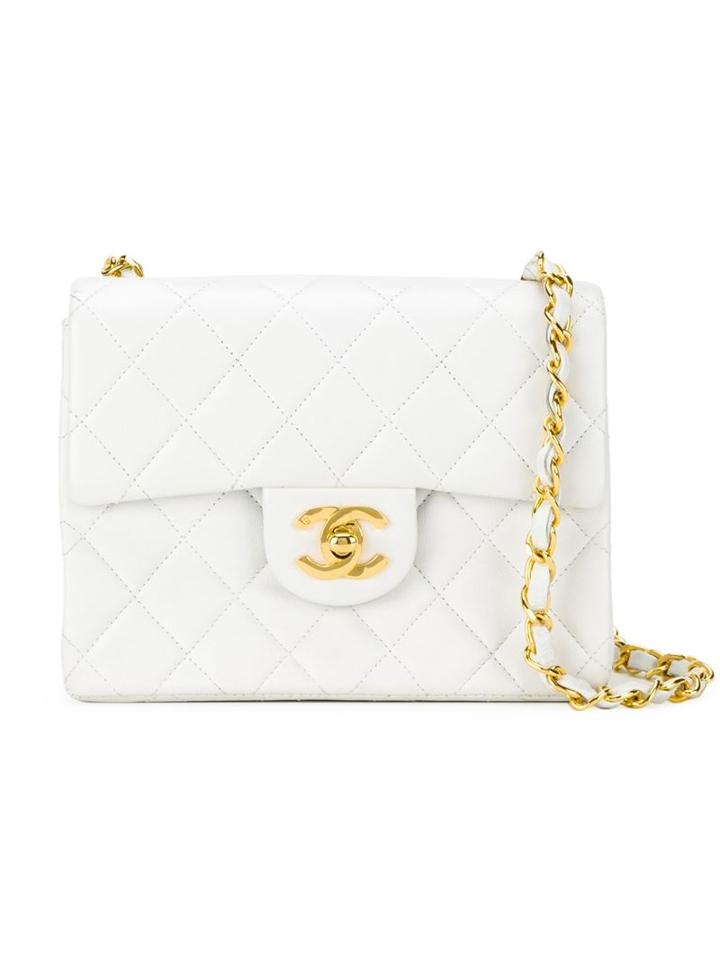 Chanel Vintage Quilted Crossbody Bag, Women's, White