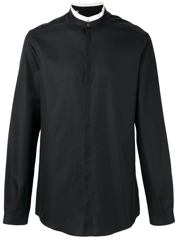 Dolce & Gabbana Contrast Mandarin Collar Shirt - Black