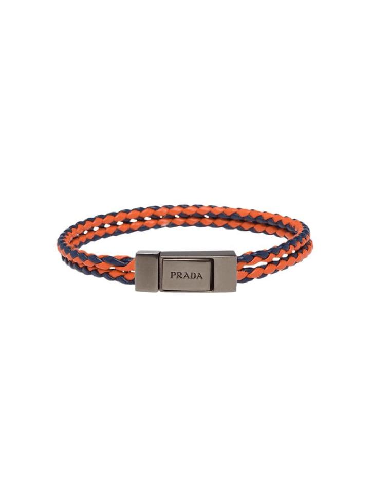 Prada Braided Leather Wrist Strap - Yellow