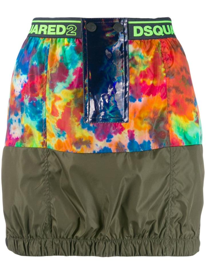 Dsquared2 Patchwork Mini Skirt - Blue