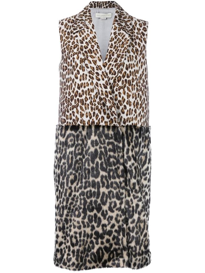 Stella Mccartney Sleeveless Leopard Print Coat - Brown