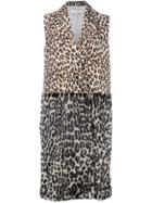 Stella Mccartney Sleeveless Leopard Print Coat - Brown