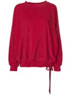 Styland Plain Velvet Sweatshirt - Red