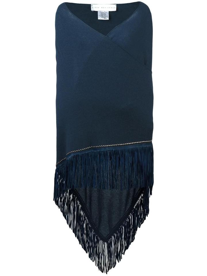 Giada Benincasa Wide Fringed Scarf, Women's, Blue, Cashmere/leather