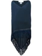 Giada Benincasa Wide Fringed Scarf, Women's, Blue, Cashmere/leather