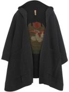 Burberry Crest Wool Blend Jacquard Hooded Cape - Grey