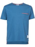Thom Browne Short Sleeve T-shirt With Chest Pocket In Blue Jersey