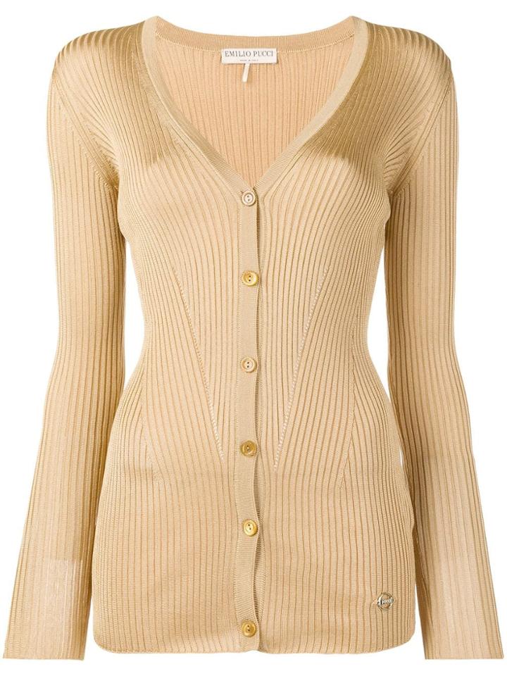Emilio Pucci Slim-fit Knitted Cardigan - Gold