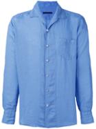 The Gigi - Plain Shirt - Men - Linen/flax - 40, Blue, Linen/flax