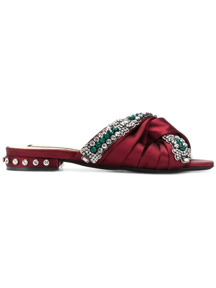 No21 Ewel Embellished Knot Sandals - Red