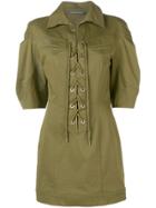 Alberta Ferretti Gabardine Dress With Laces - Green