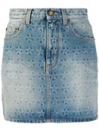 Saint Laurent Star Print Denim Mini Skirt - Blue