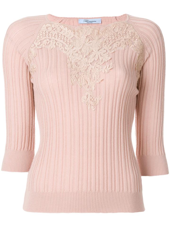 Blumarine Lace Overlay Jumper - Pink & Purple