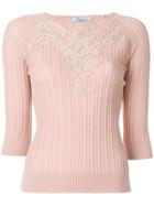 Blumarine Lace Overlay Jumper - Pink & Purple