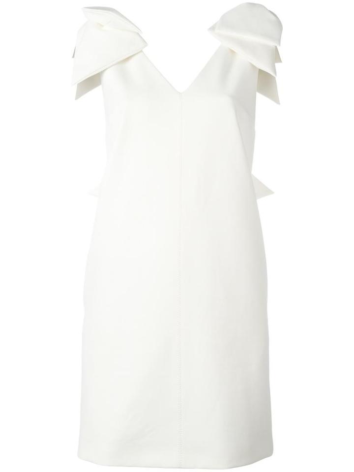 Msgm Bow Detail Dress, Women's, Size: 44, White, Polyester/cotton/polyamide/spandex/elastane