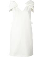 Msgm Bow Detail Dress, Women's, Size: 44, White, Polyester/cotton/polyamide/spandex/elastane