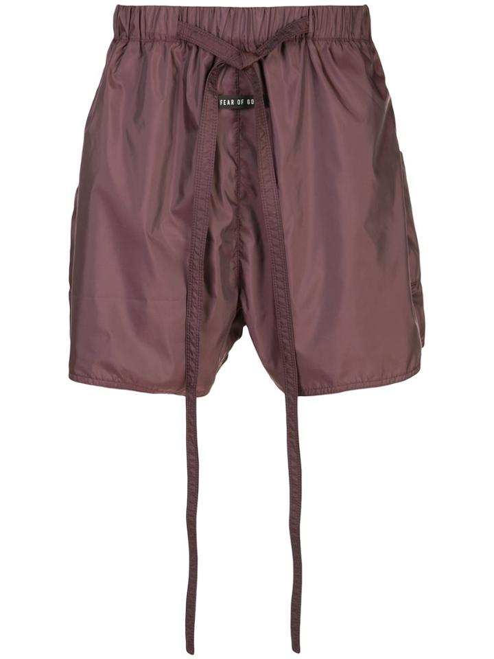 Fear Of God Logo Patch Drawstring Shorts - Red