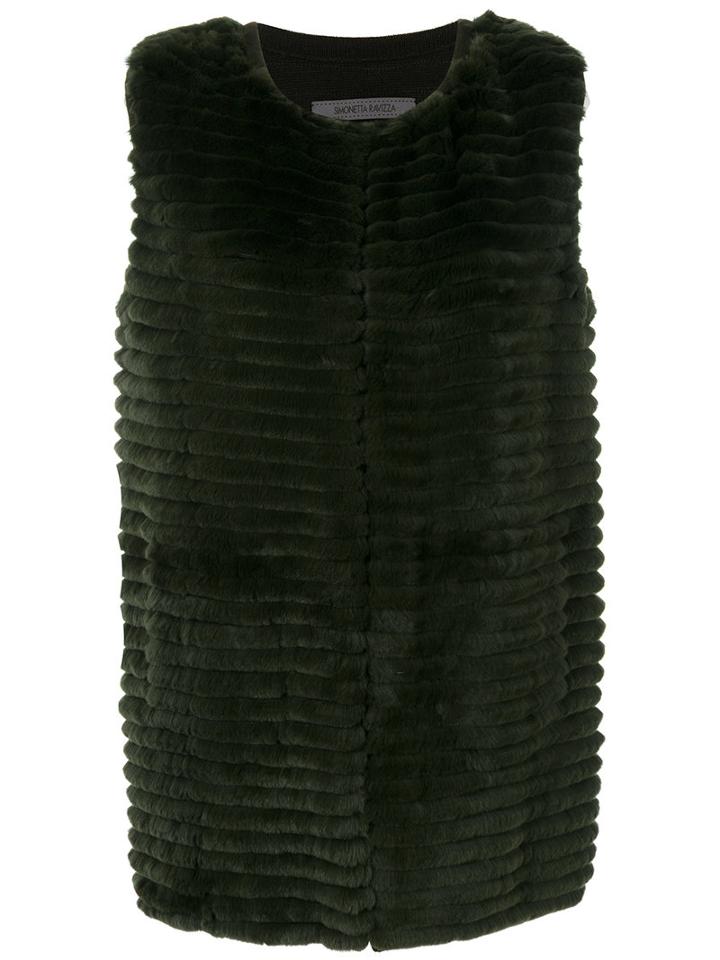 Simonetta Ravizza - Longline Gilet - Women - Rabbit Fur/polyamide/viscose/wool - 46, Green, Rabbit Fur/polyamide/viscose/wool