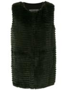 Simonetta Ravizza - Longline Gilet - Women - Rabbit Fur/polyamide/viscose/wool - 46, Green, Rabbit Fur/polyamide/viscose/wool