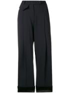 Maison Flaneur Pleated Wide Leg Trousers - Blue