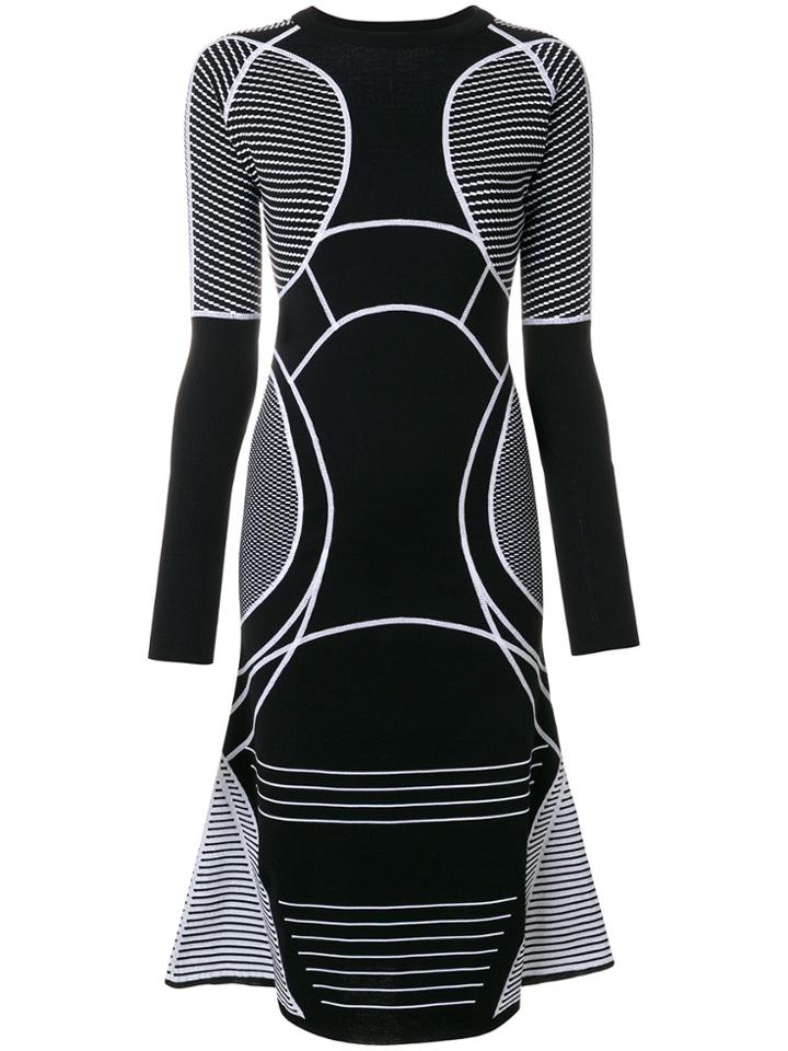 Versace Contrast Fit And Flare Dress - Black