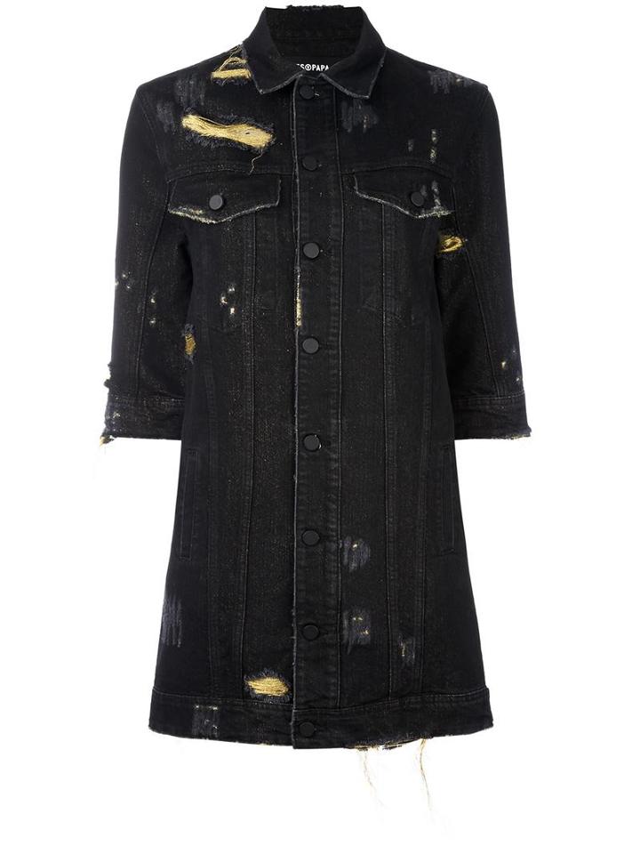Filles A Papa 'eagle' Denim Dress, Women's, Size: 0, Black, Cotton/lurex/polyester