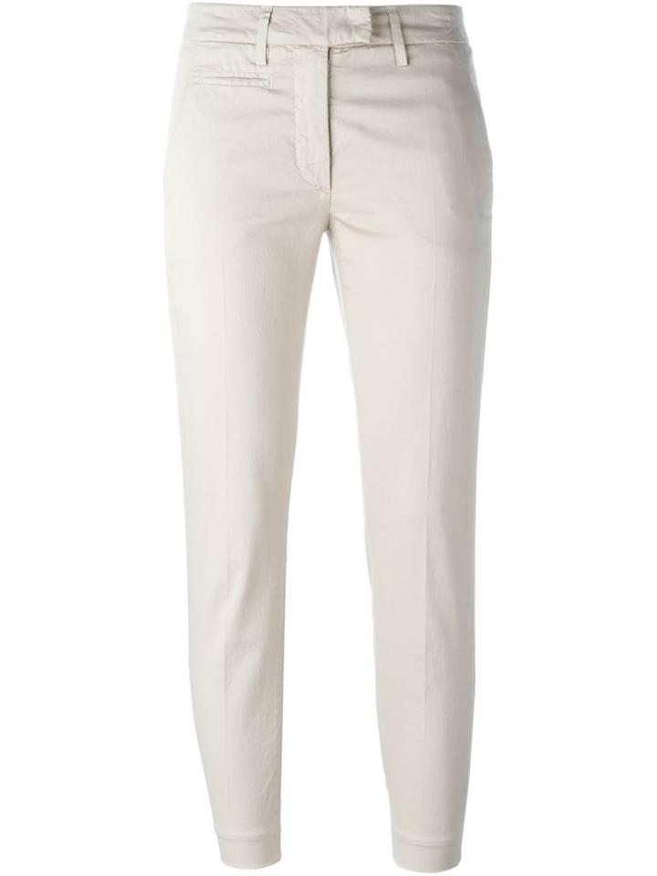 Dondup Cropped Chino Trousers, Women's, Size: 28, Nude/neutrals, Cotton/spandex/elastane