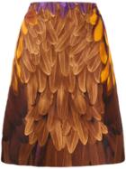 Prada Pre-owned Feather Print Skirt - Brown