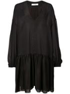 Tibi V-neck Short Dress - Black