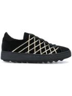 Philippe Model Velvet Button Sneakers - Black