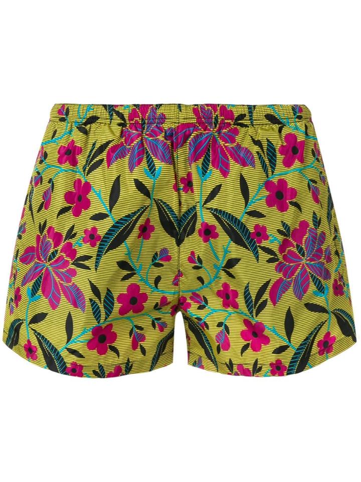 Prada Floral Print Swim Shorts - Yellow