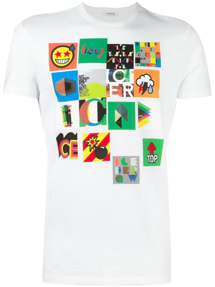 Iceberg Multiple Prints T-shirt, Men's, Size: Xl, White, Cotton