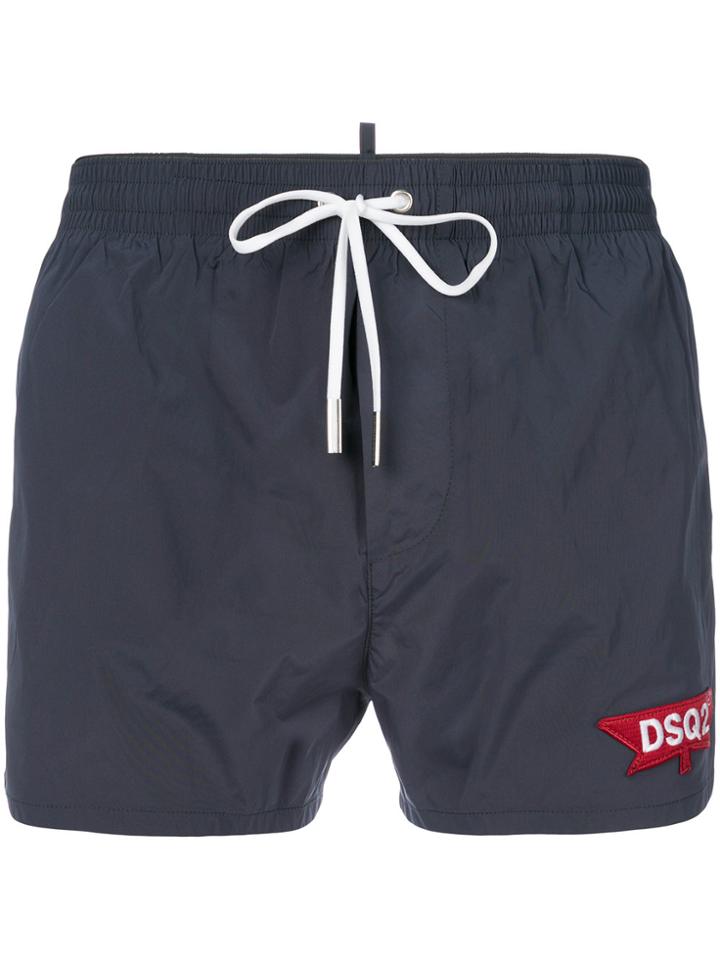 Dsquared2 Logo Patch Swim Shorts - Blue
