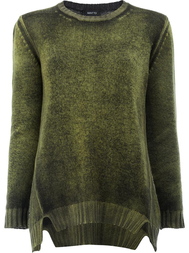 Avant Toi Ribbed Detail Jumper - Green