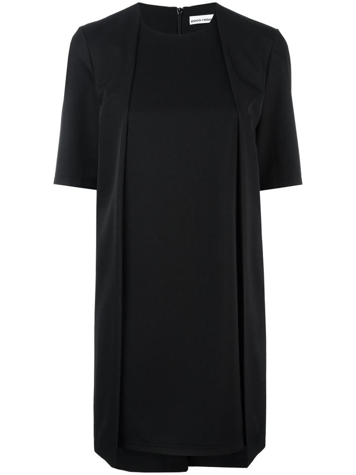 Paco Rabanne Layered T-shirt Dress, Women's, Size: 38, Black, Spandex/elastane/wool/viscose