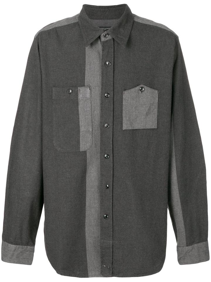 Engineered Garments Contrast Panel Asymmetric Pocket Shirt - Grey