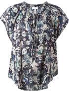 Iro Printed Ruffled Short Sleeves Blouse, Women's, Size: 38, Nude/neutrals, Cotton/viscose