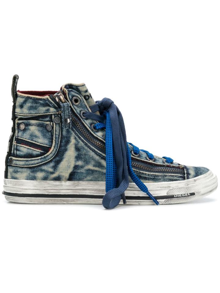 Diesel Jeans Effect Hi-top Sneakers - Blue