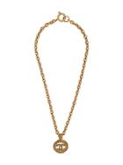 Chanel Vintage Baroque Embossed Cc Necklace - Metallic