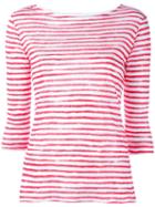 Majestic Filatures Striped T-shirt, Size: Iii, White, Linen/flax