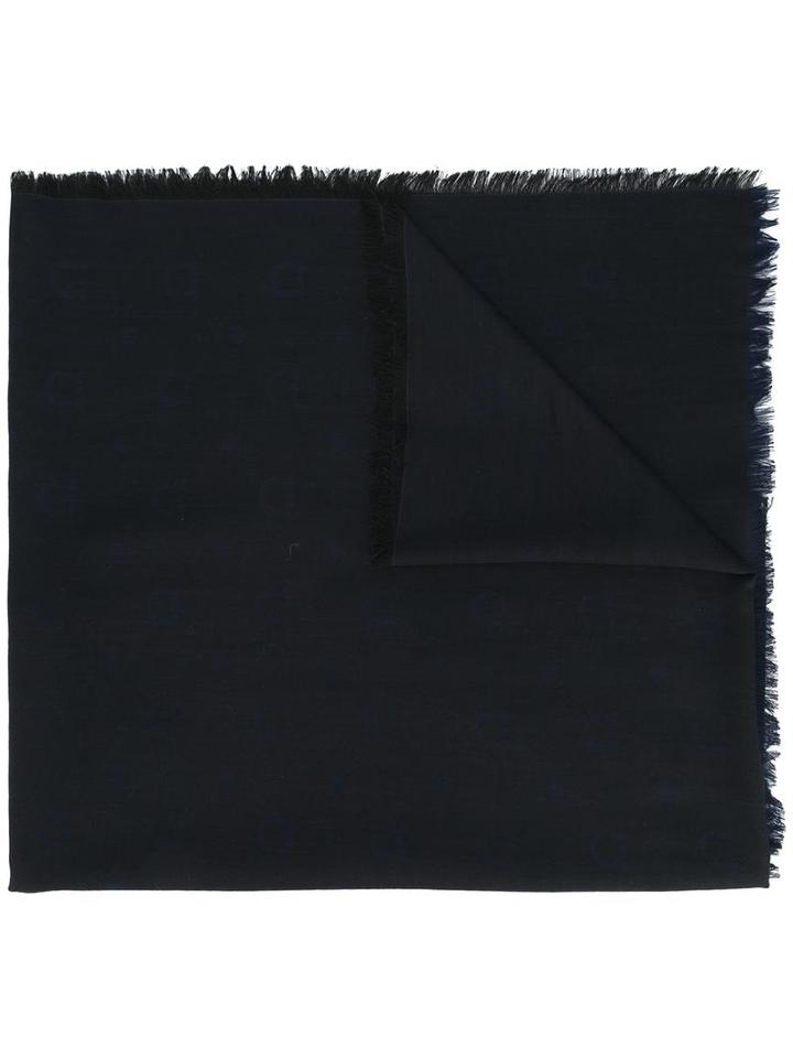 Salvatore Ferragamo Gancini Dot Jacquard Scarf, Men's, Black, Virgin Wool/cashmere/silk