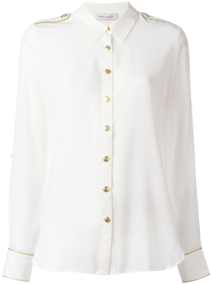 Pierre Balmain Shoulder Straps Shirt, Women's, Size: 38, White, Silk